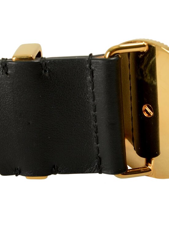 Versace Black 100%Leather Gold Medusa Head Logo Decorated Belt US 32 IT 80